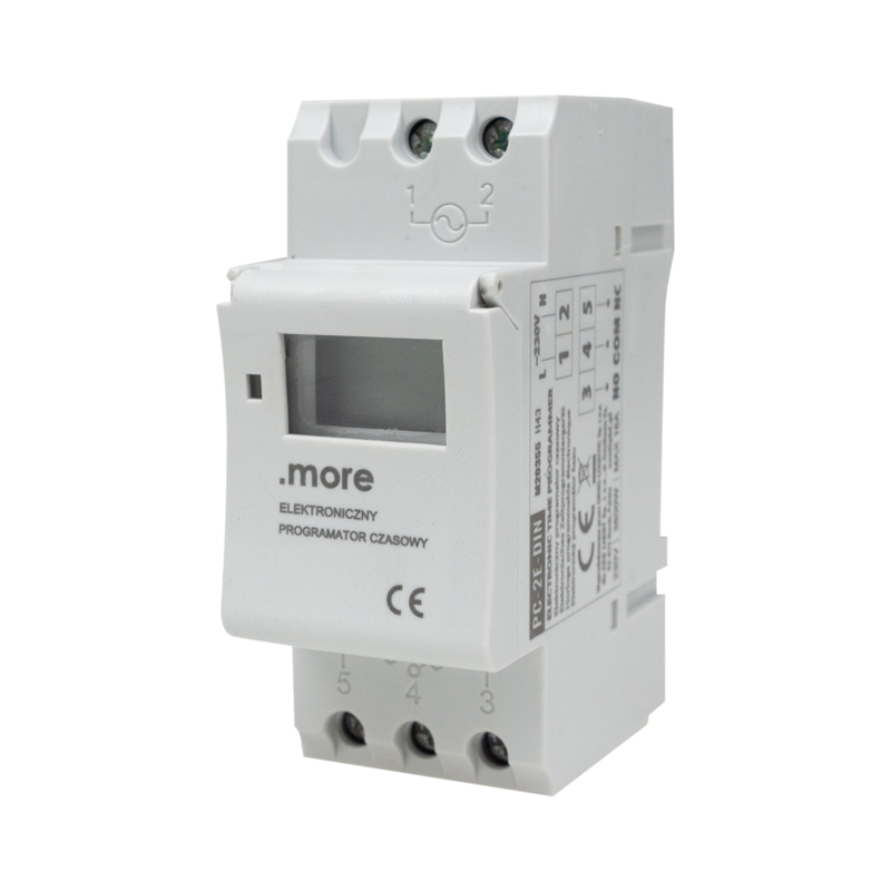 Elektroniczny programator czasowy pc-2e-din 1 Elektroniczny Programator Czasowy PC-2E-DIN — oświetlenie LED