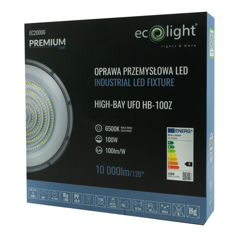 Highbay LED ufo premium hb-100z 100w 6500k 10000lm 6 Highbay LED ufo premium hb-100z 100w 6500k 10000lm - obrazek 6