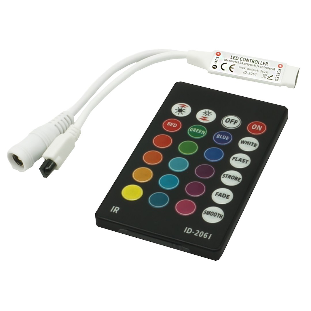 Sterownik IR RGB 24 przyciski 72W mini 1 Sterownik IR RGB 24 przyciski 72W mini