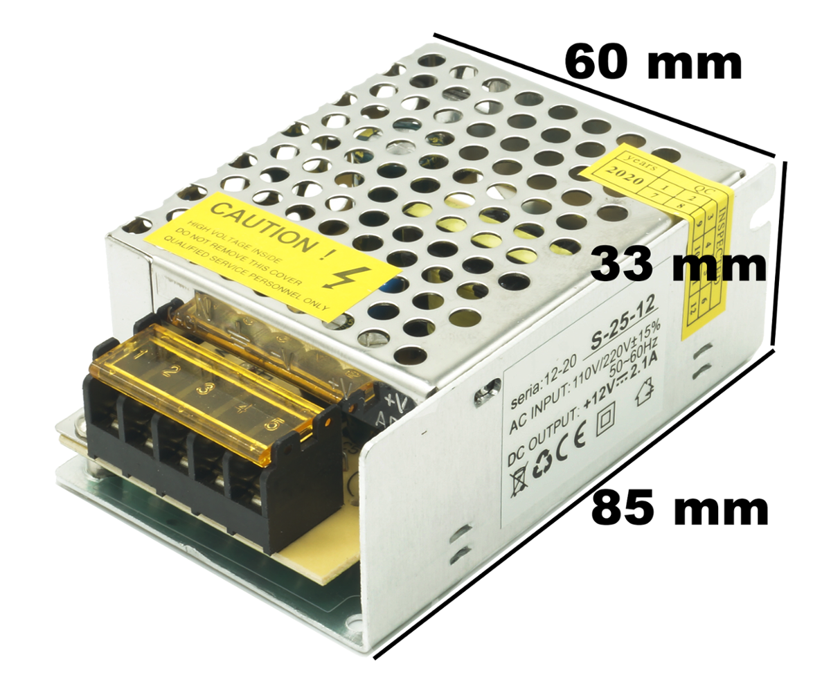 Komp. zasilania 12VDC IP20 2,1A 25W 1 1A 25W