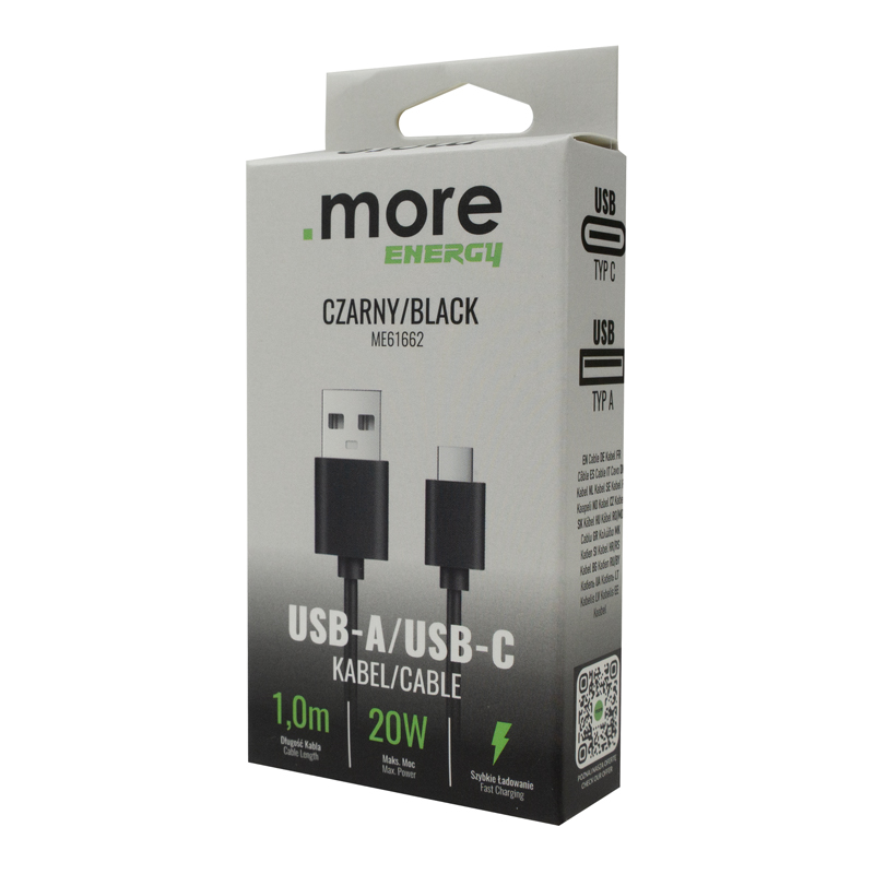 Kabel usb-a/usb-c czarny 1m 2 Kabel usb-a/usb-c czarny 1m - obrazek 2