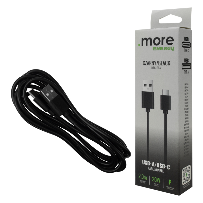 Kabel usb-a/usb-c czarny 2m 3 Kabel usb-a/usb-c czarny 2m - obrazek 3