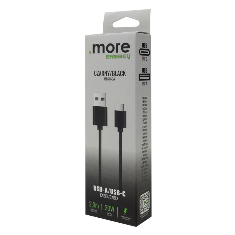 Kabel usb-a/usb-c czarny 2m 2 Kabel usb-a/usb-c czarny 2m - obrazek 2