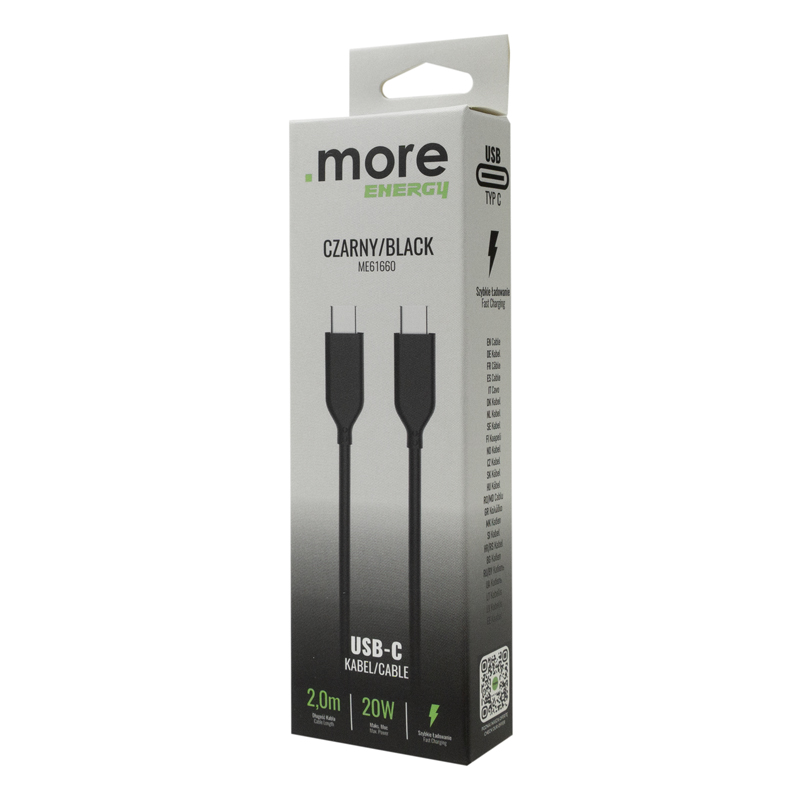 Kabel usb-c czarny 2m 2 Kabel usb-c czarny 2m - obrazek 2
