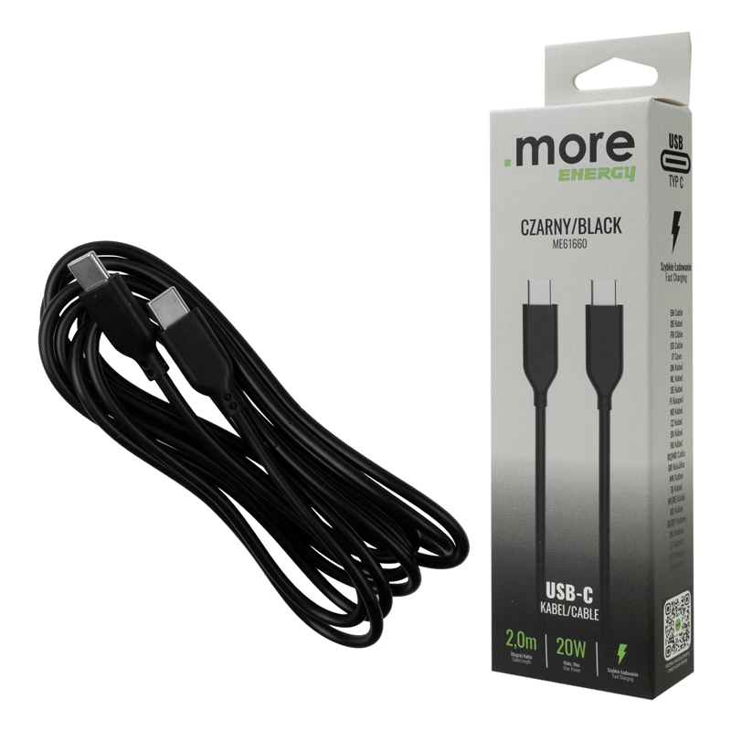 Kabel usb-c czarny 2m 3 Kabel usb-c czarny 2m - obrazek 3