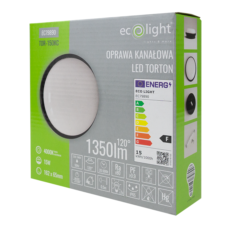 LED torton 15w 4000k 1350lm IP65 okrąg czarny 4 LED torton 15w 4000k 1350lm IP65 okrąg czarny - obrazek 4