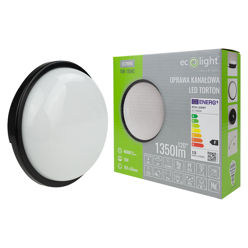 LED torton 15w 4000k 1350lm IP65 okrąg czarny 5 LED torton 15w 4000k 1350lm IP65 okrąg czarny - obrazek 5