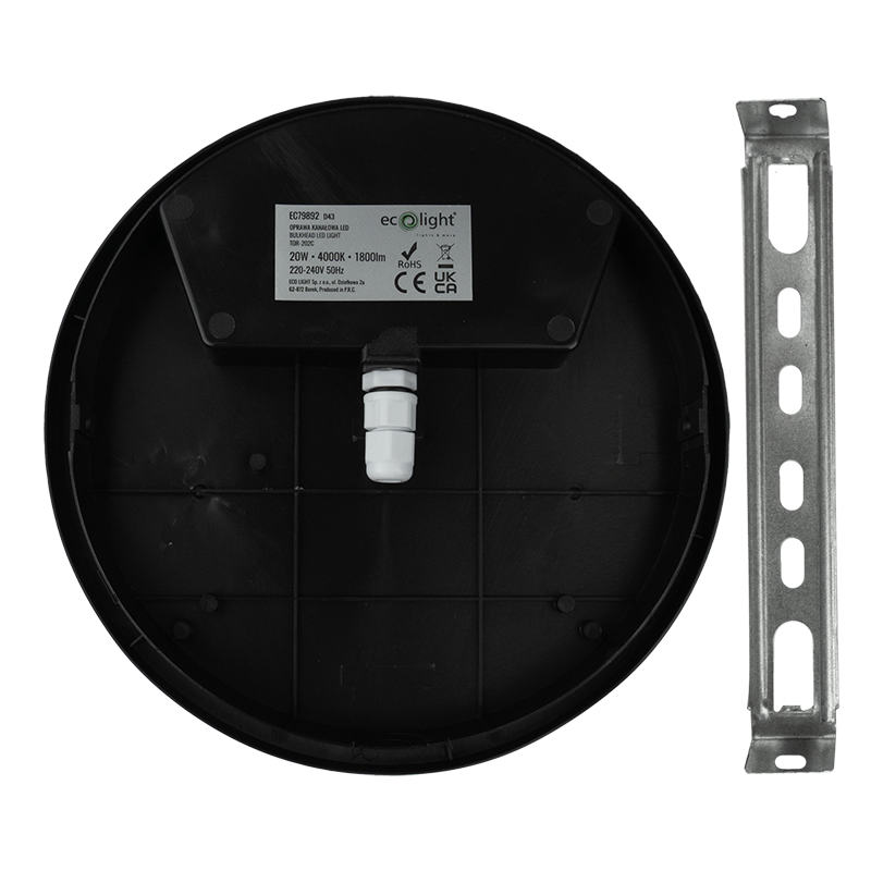LED torton 20w 4000k 1800lm IP65 okrąg czarny 2 LED torton 20w 4000k 1800lm IP65 okrąg czarny - obrazek 2