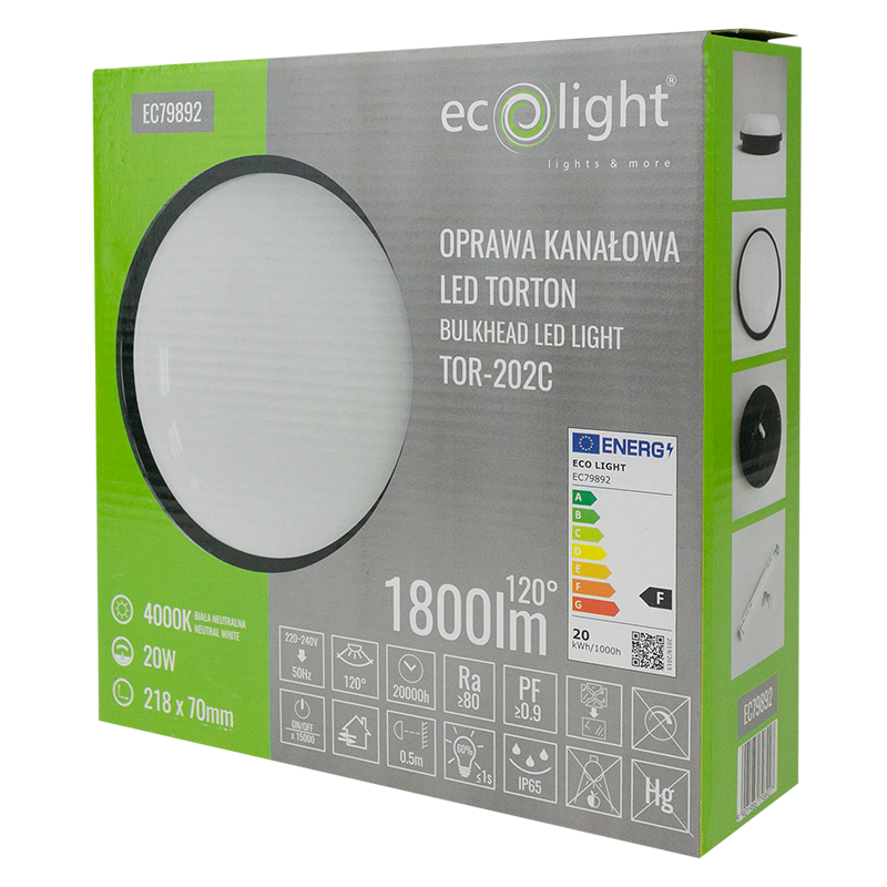LED torton 20w 4000k 1800lm IP65 okrąg czarny 4 LED torton 20w 4000k 1800lm IP65 okrąg czarny - obrazek 4