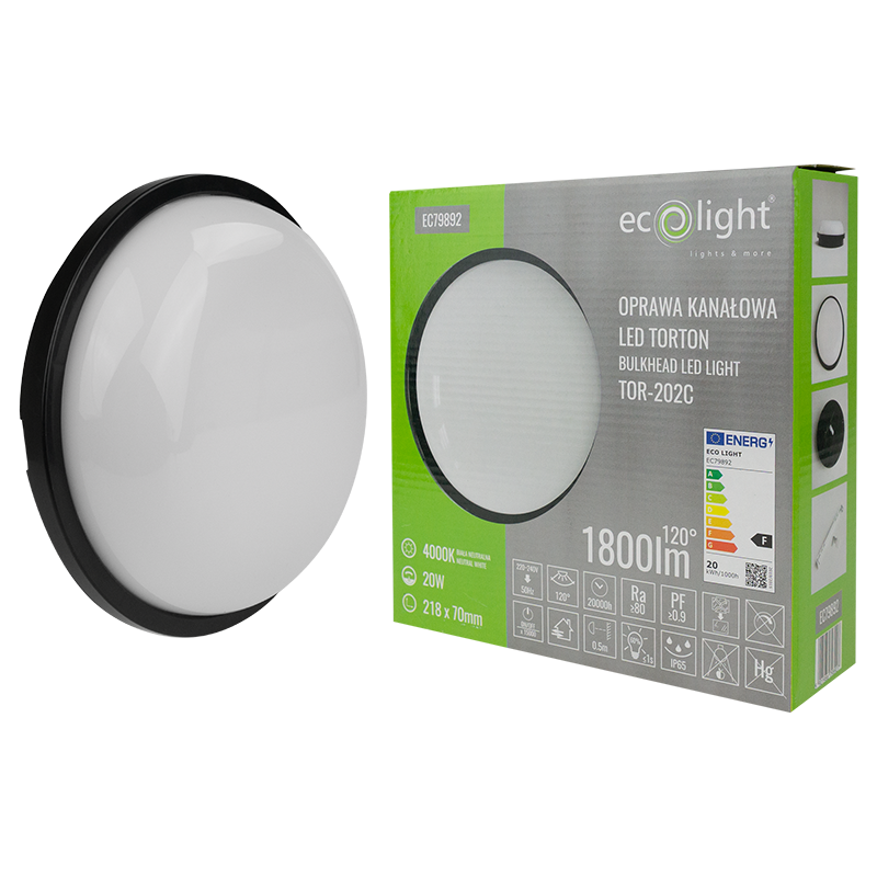 LED torton 20w 4000k 1800lm IP65 okrąg czarny 5 LED torton 20w 4000k 1800lm IP65 okrąg czarny - obrazek 5