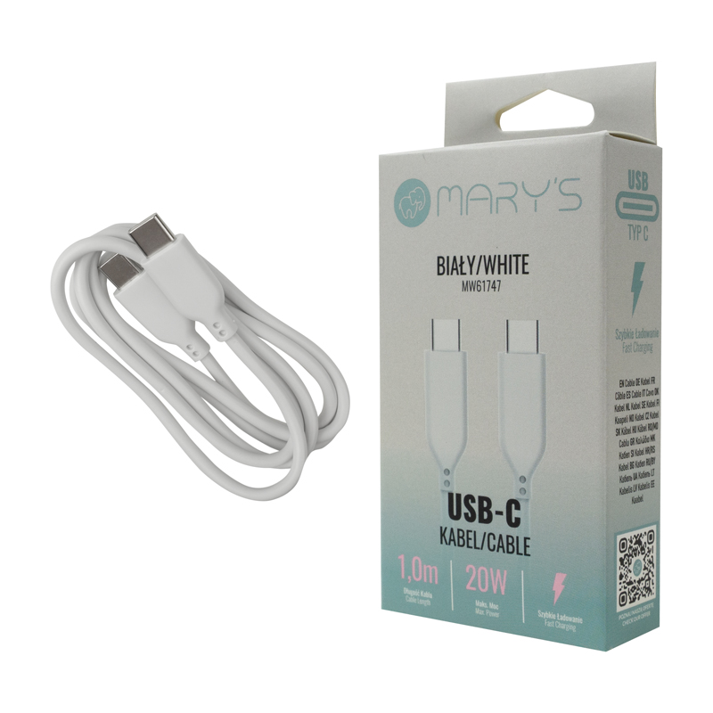 Mary's kabel usb-c biały 1m 3 Mary's kabel usb-c biały 1m - obrazek 3