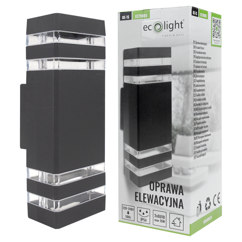 Oprawa elewacyjna oe-1s 2xgu10 IP54 antracyt 2 Oprawa elewacyjna oe-1s 2xgu10 IP54 antracyt - obrazek 2