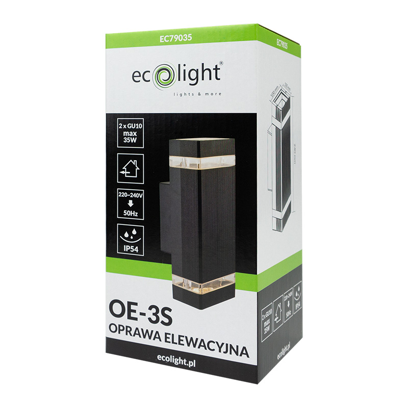 Oprawa elewacyjna oe-3s 2xgu10 IP54 antracyt 5 Oprawa elewacyjna oe-3s 2xgu10 IP54 antracyt - obrazek 5
