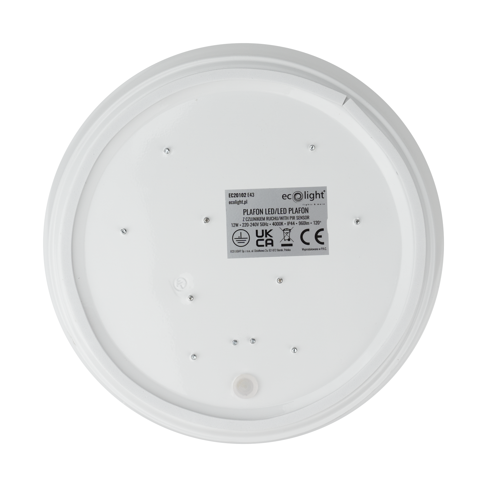 Plafon LED 12w 960lm IP44 4000k PIR 5 Plafon LED 12w 960lm IP44 4000k PIR - obrazek 5
