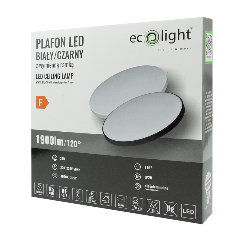 Plafon LED 24w 4000k z wymienną ramką b/cz 3 Plafon LED 24w 4000k z wymienną ramką b/cz - obrazek 3