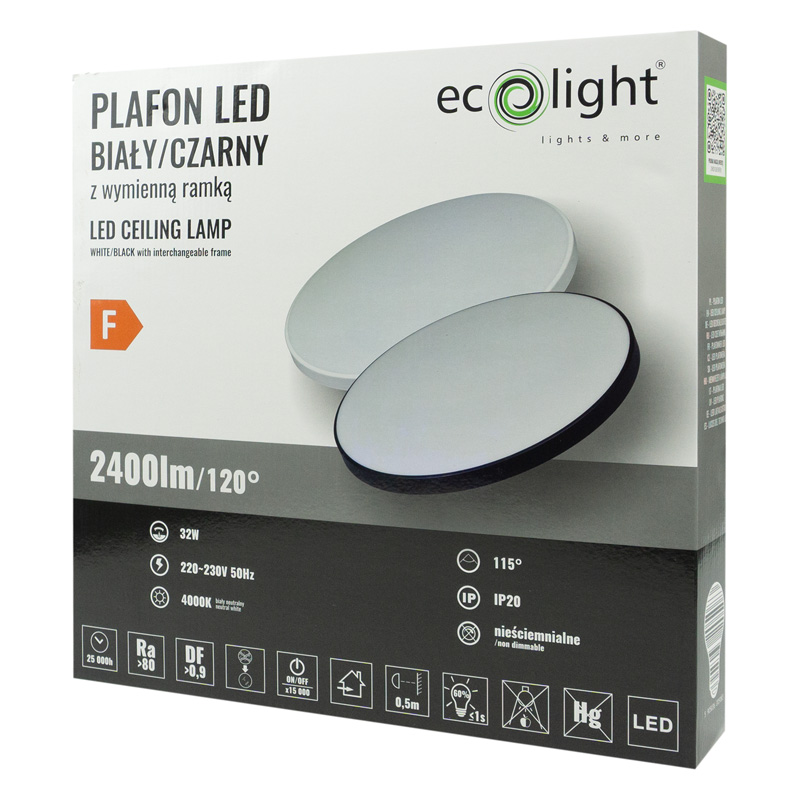 Plafon LED 32w 4000k z wymienną ramką b/cz 4 Plafon LED 32w 4000k z wymienną ramką b/cz - obrazek 4