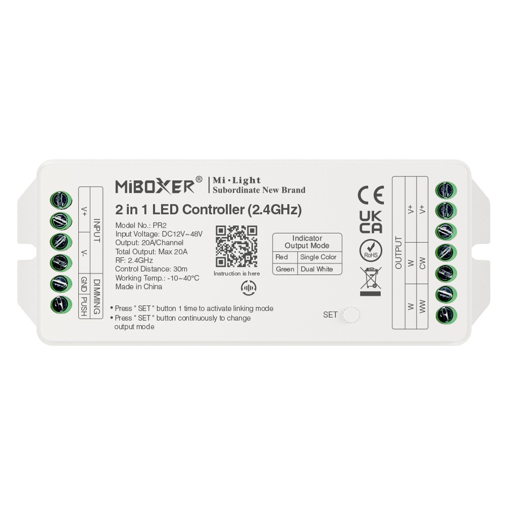 Sterownik PR2 RF 2.4G 20A 2in1 MONO/CCT 1 Sterownik PR2 RF 2.4G 20A 2in1 MONO/CCT