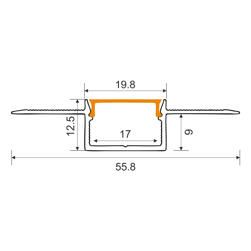 Profil gps02 podtynkowy anodowany + klosz transparentny 2m 3 Profil gps02 podtynkowy anodowany + klosz transparentny 2m - obrazek 3