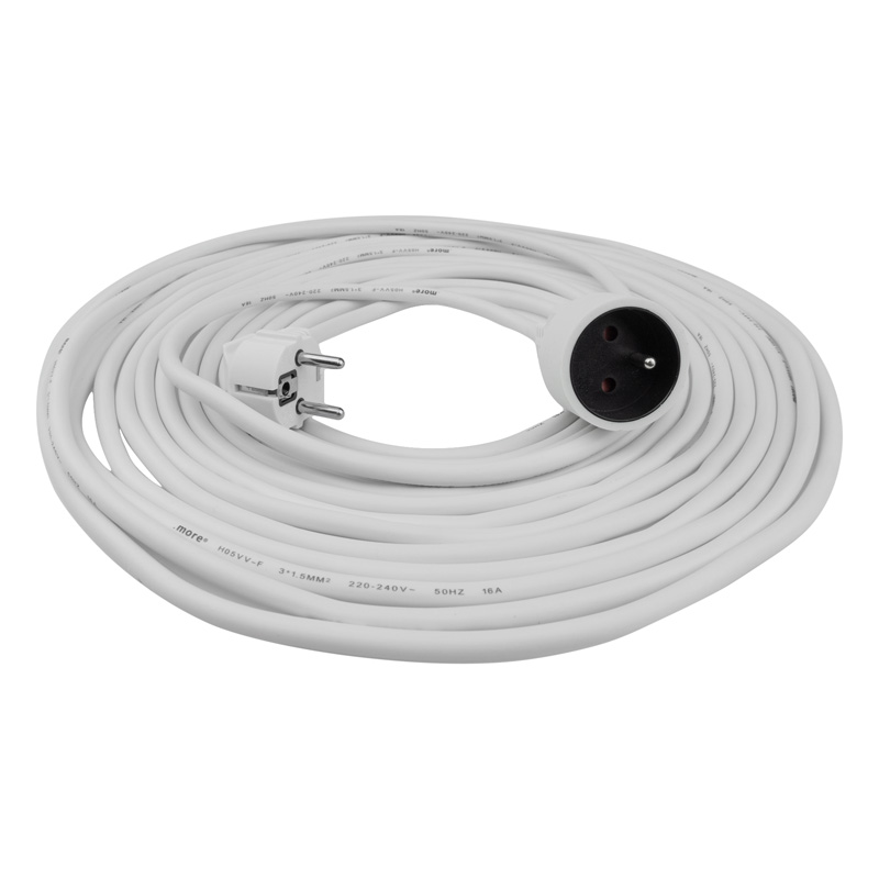 Przedłużacz 1 gniazdo 10m 3x1.5mm2 biały 1 Przedłużacz 1 gniazdo 10m 3x1.5mm2 BIAŁY — oświetlenie LED
