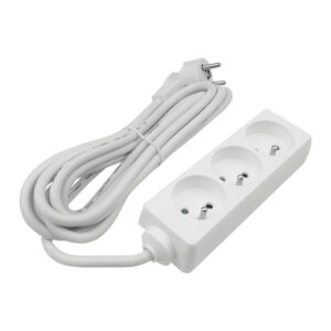 Przedłużacz 3 gniazda 3m 3x1.5mm2 BIAŁY — oświetlenie LED