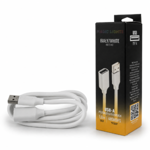 Przedłużka USB A-USB A 1m biała — oświetlenie LED