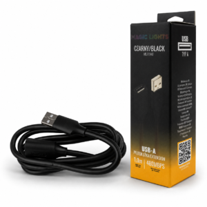 Przedłużka USB A-USB A 1m czarna — oświetlenie LED