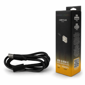 Przedłużka USB A-USB C 1m czarna — oświetlenie LED