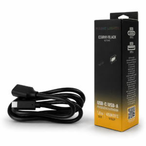 Przedłużka USB C-USB A 1m czarna — oświetlenie LED