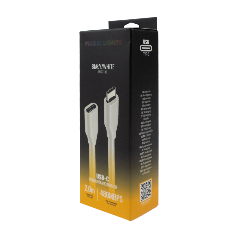 Przedłużka usb c-usb c 2m biała 2 Przedłużka usb c-usb c 2m biała - obrazek 2