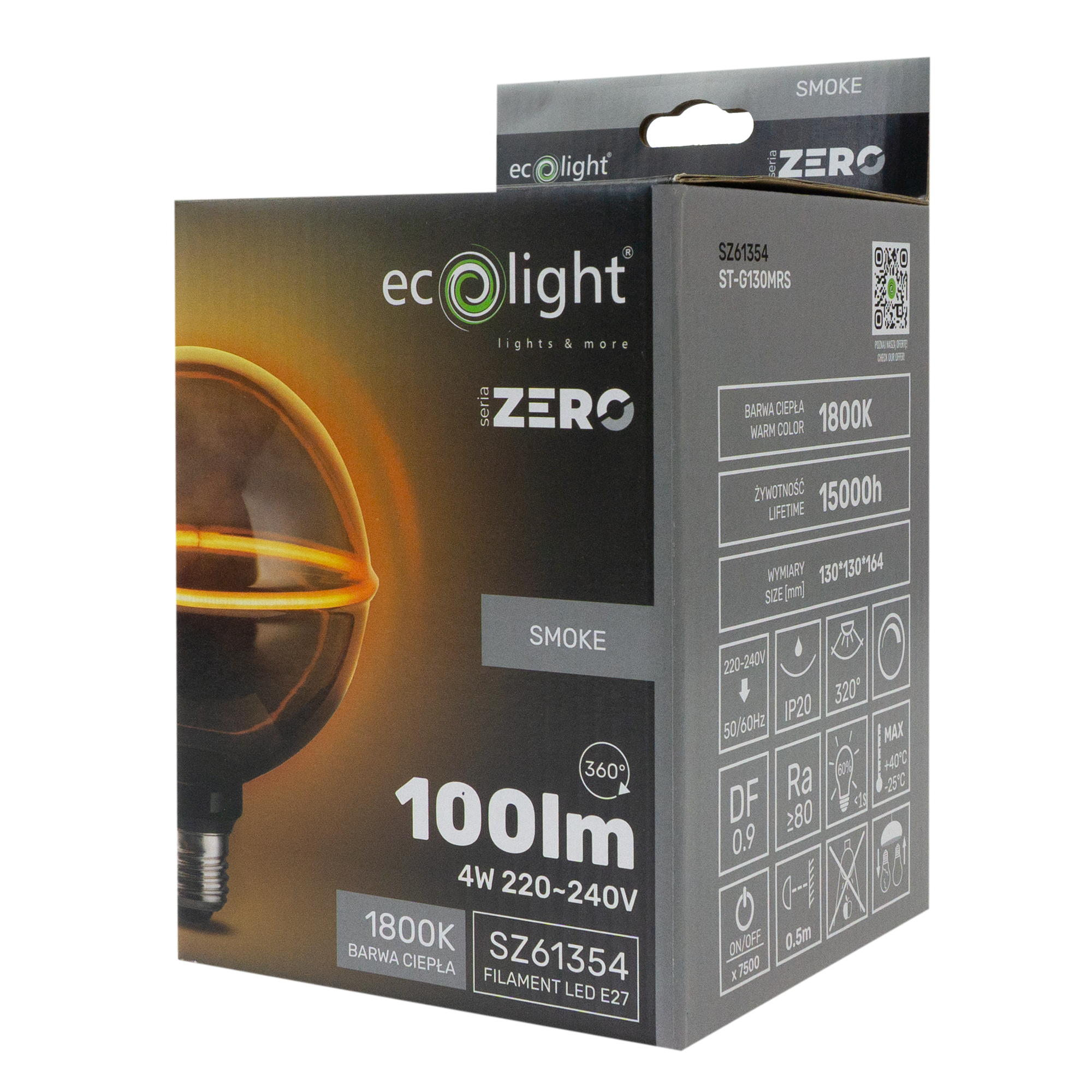 Seria zero 4w 100lm E27 g130 smoke st-g130mrs 4 Seria zero 4w 100lm E27 g130 smoke st-g130mrs - obrazek 4