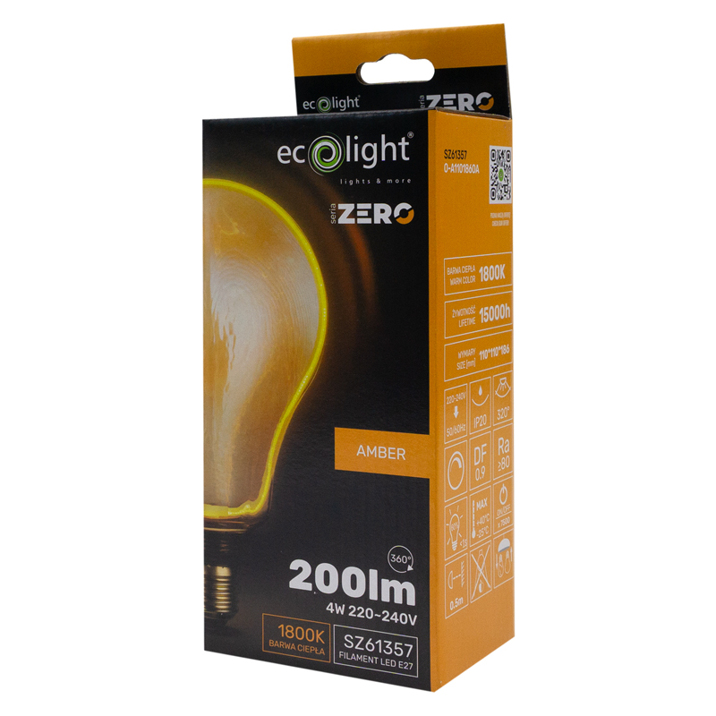 Seria zero 4w 200lm E27 a110 amber 4 Seria zero 4w 200lm E27 a110 amber - obrazek 4