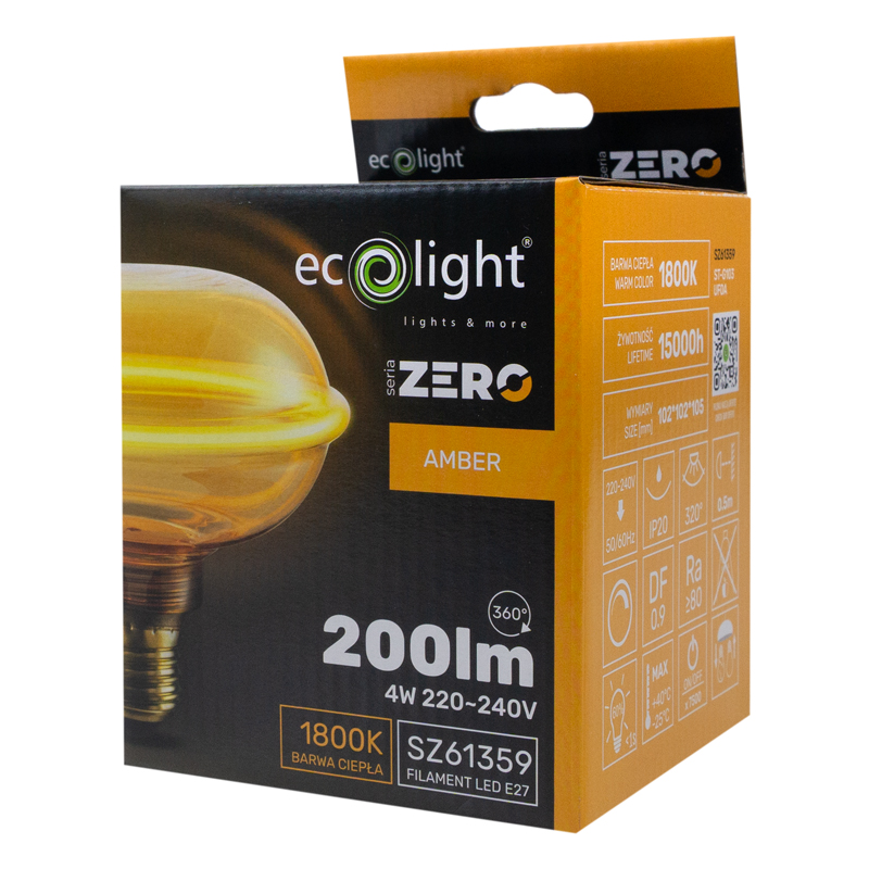 Seria zero 4w 200lm E27 g103 amber 4 Seria zero 4w 200lm E27 g103 amber - obrazek 4