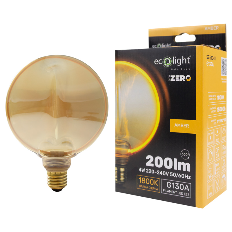 Seria zero 4w 200lm E27 g130 amber 5 Seria zero 4w 200lm E27 g130 amber - obrazek 5