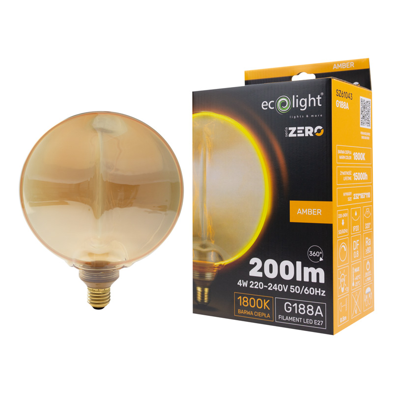 Seria zero 4w 200lm E27 g188 amber 5 Seria zero 4w 200lm E27 g188 amber - obrazek 5