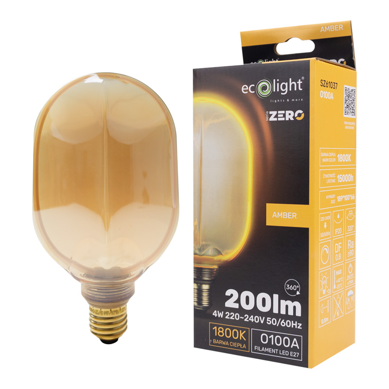 Seria zero 4w 200lm E27 o100 amber 5 Seria zero 4w 200lm E27 o100 amber - obrazek 5