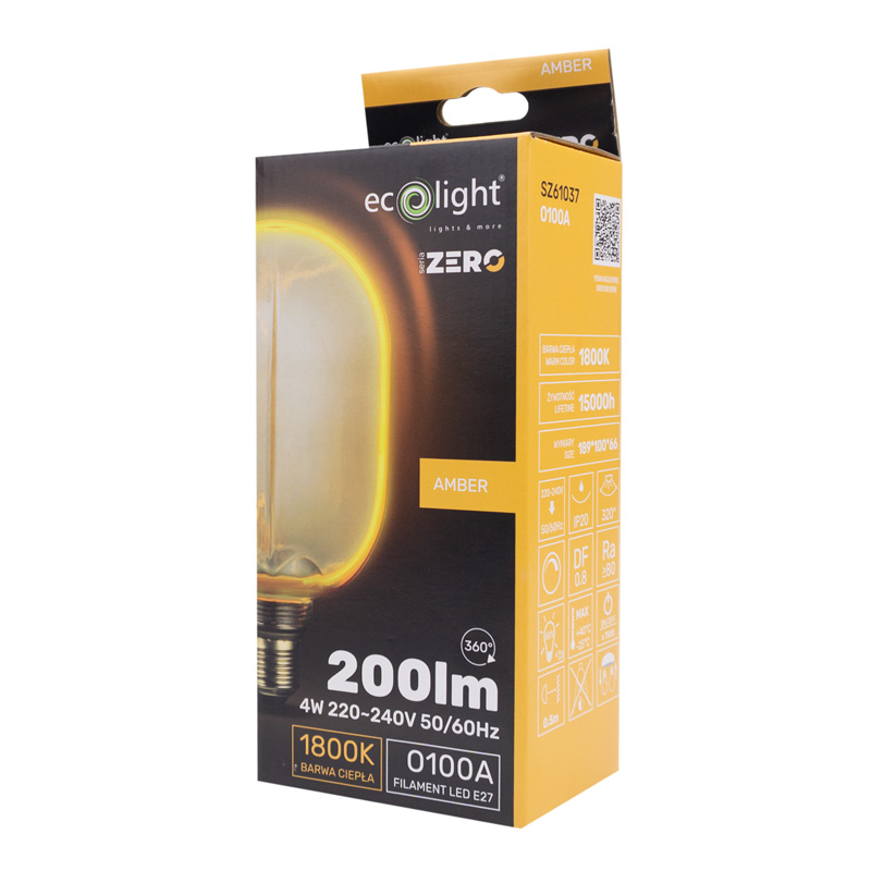 Seria zero 4w 200lm E27 o100 amber 4 Seria zero 4w 200lm E27 o100 amber - obrazek 4