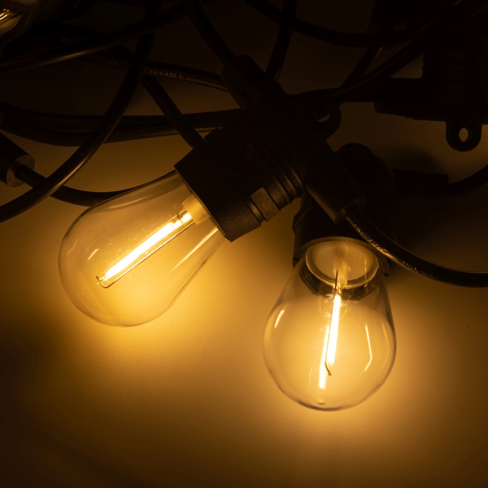 Solarna girlanda LED 10m +10 x g45 E27 0.3w 2700k 2 Solarna girlanda LED 10m +10 x g45 E27 0.3w 2700k - obrazek 2