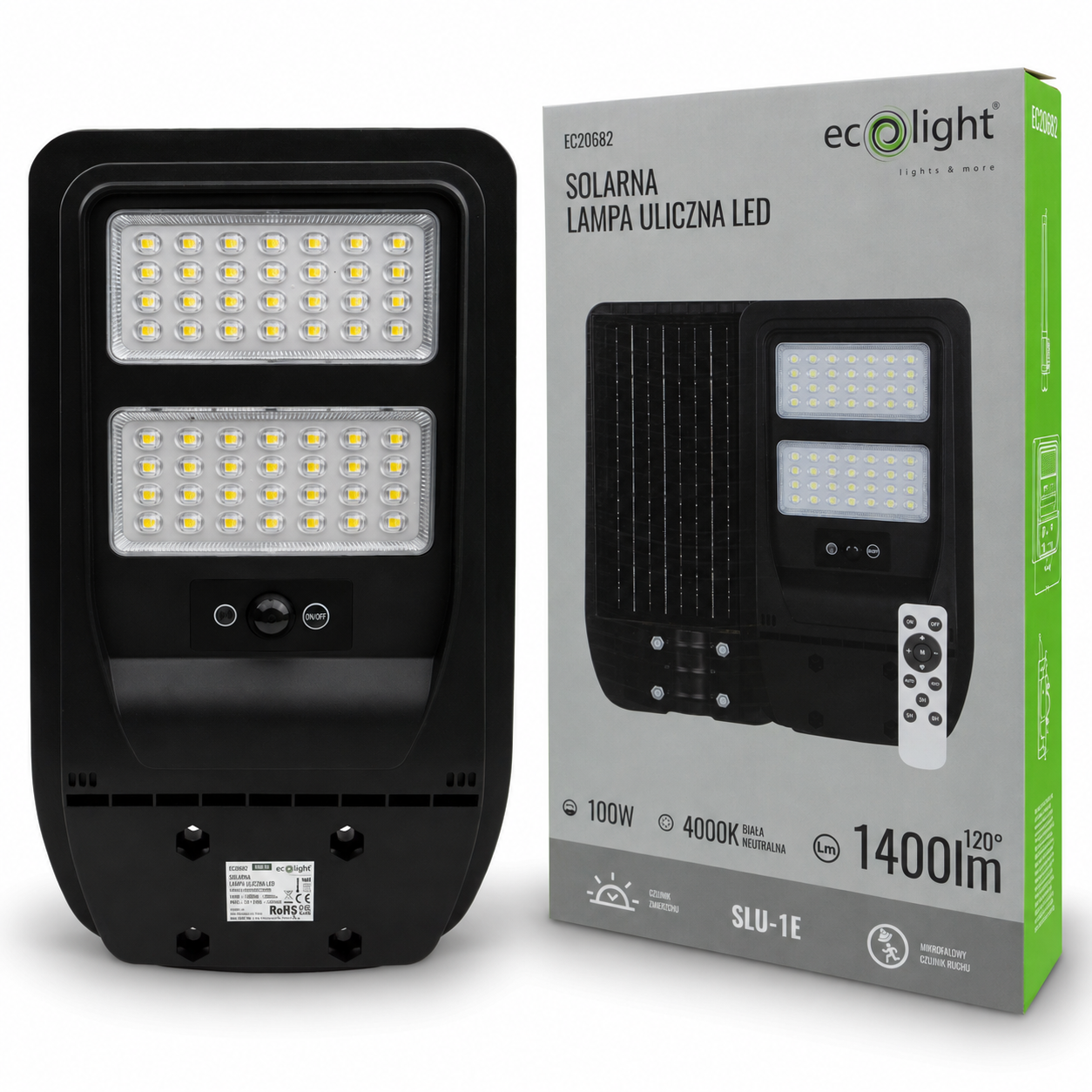 Solarna lampa uliczna 100w 4000k 1 Solarna lampa uliczna 100W 4000K — oświetlenie LED