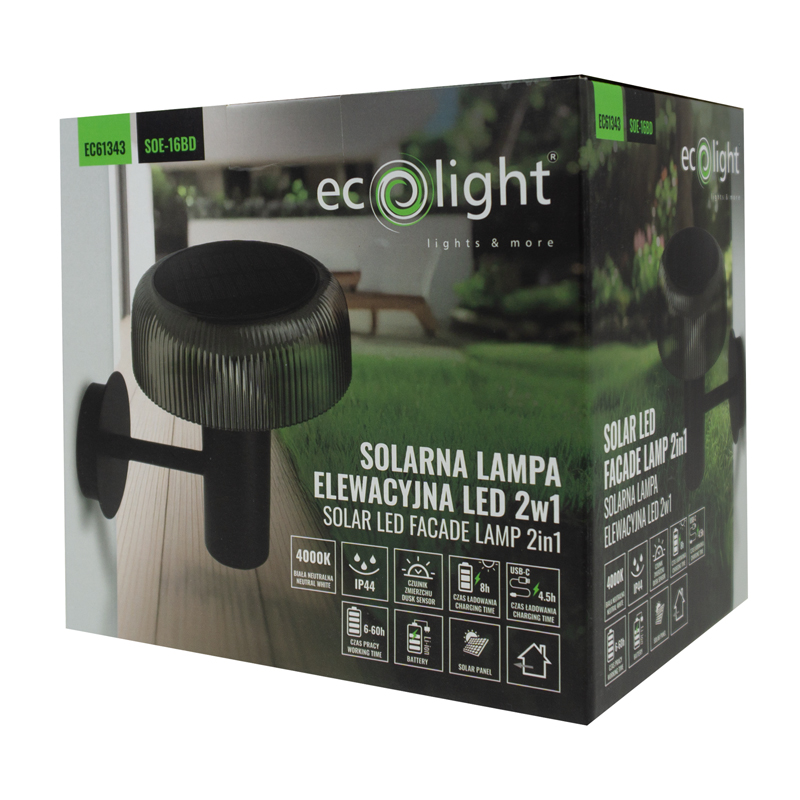 Solarna oprawa elewacyjna 2W1 LED soe-16bd, ck 3 Solarna oprawa elewacyjna 2W1 LED soe-16bd, ck - obrazek 3