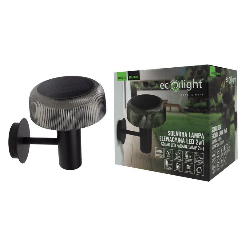Solarna oprawa elewacyjna 2W1 LED soe-16bd, ck 2 Solarna oprawa elewacyjna 2W1 LED soe-16bd, ck - obrazek 2