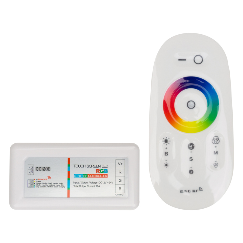 Sterownik RGB dotykowy 18a 216w rf biały 1 Sterownik RGB dotykowy 18A 216W RF BIAŁY — oświetlenie LED