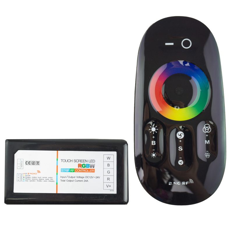 Sterownik rgbw dotykowy 24a 288w rf czarny 1 Sterownik RGBW dotykowy 24A 288W RF CZARNY — oświetlenie LED