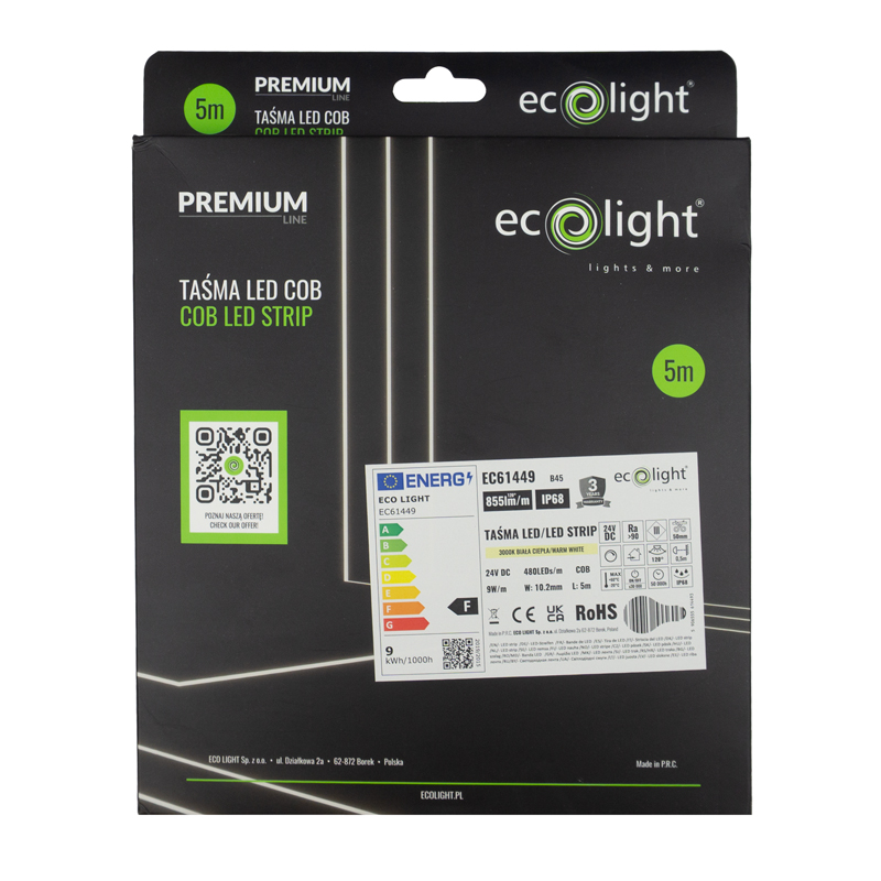 Taśma 24v neon COB 3000k 9w 480 855lm/m ip68 5m 3 Taśma 24v neon COB 3000k 9w 480 855lm/m ip68 5m - obrazek 3