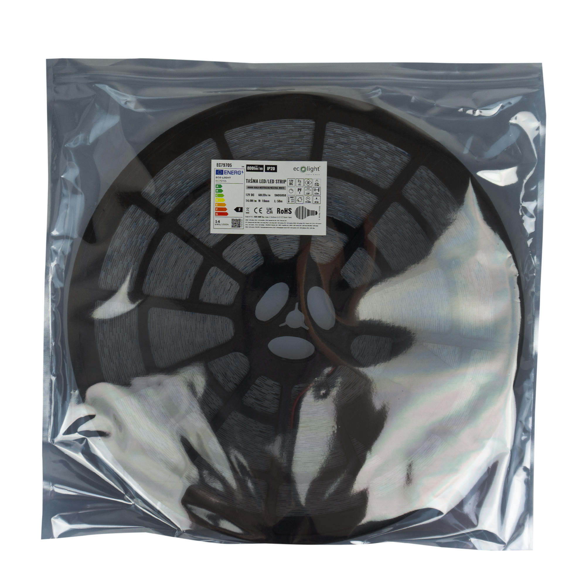 Taśma LED 14.4w/m 4000k 800lm/m 12v ip20 /50m/ 3 Taśma LED 14.4w/m 4000k 800lm/m 12v ip20 /50m/ - obrazek 3