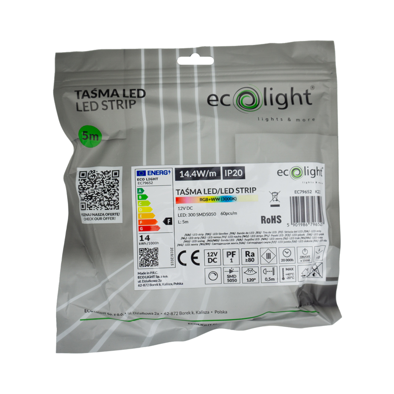 Taśma LED 300 14.4w/m rgb+ww 12v ip20 /5m/ 3 Taśma LED 300 14.4w/m rgb+ww 12v ip20 /5m/ - obrazek 3