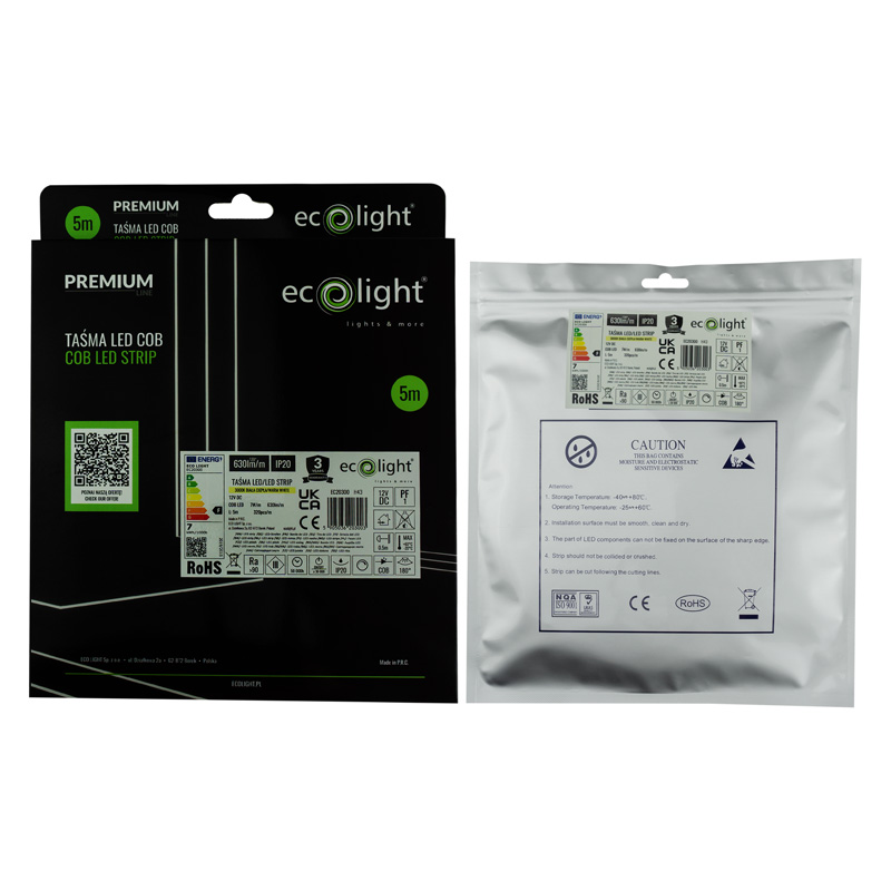 Taśma LED COB 12v 320 7w/m 3000k 630lm/m ip20/5m/p 9 Taśma LED COB 12v 320 7w/m 3000k 630lm/m ip20/5m/p - obrazek 9