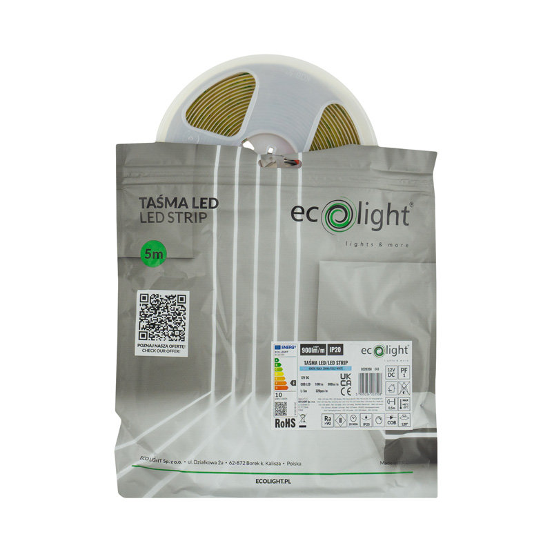 Taśma LED COB 320 10w/m 6000k 900lm/m 12v ip20 5m 4 Taśma LED COB 320 10w/m 6000k 900lm/m 12v ip20 5m - obrazek 4
