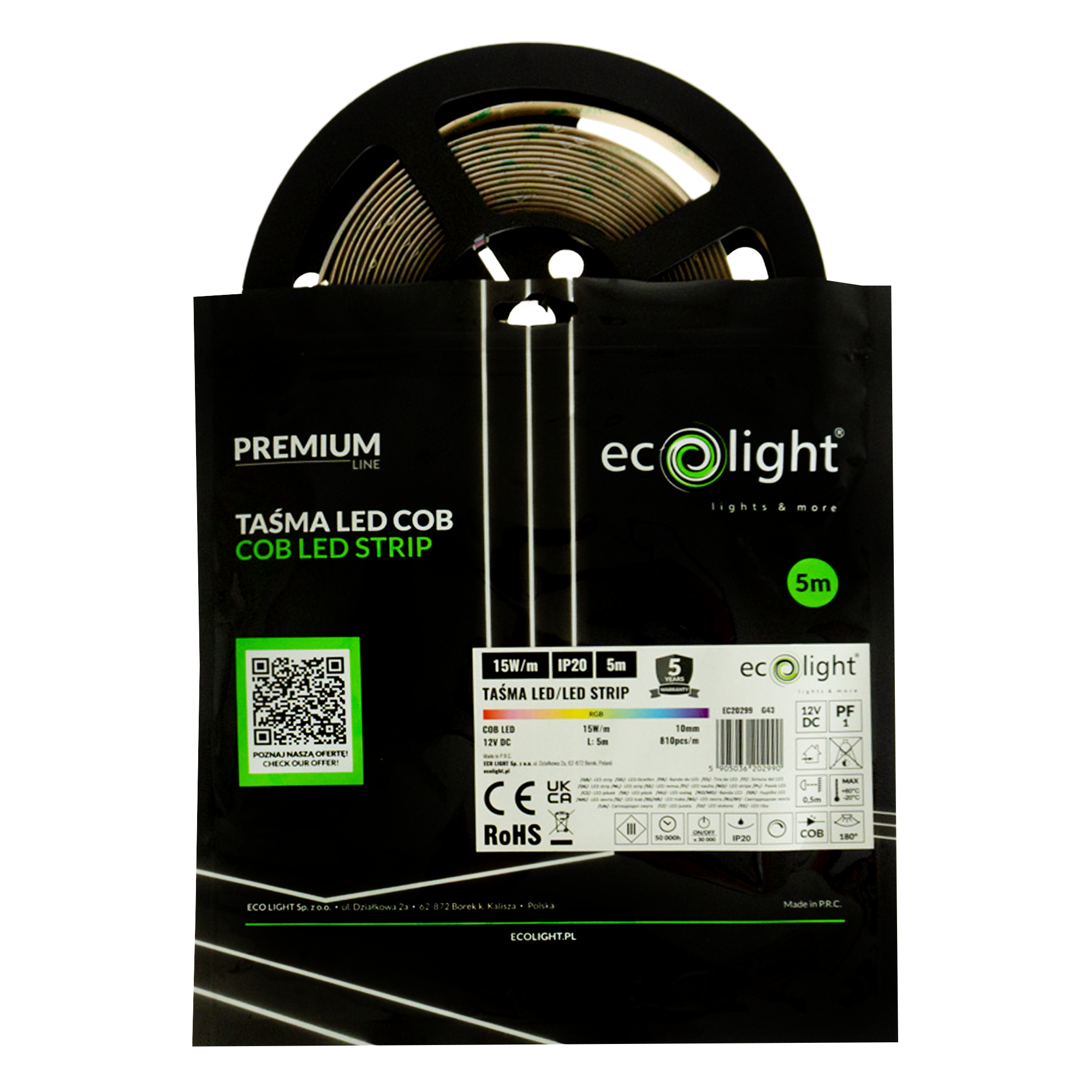 Taśma LED COB 810 15w/m RGB 12v ip20/5m/p 10 Taśma LED COB 810 15w/m RGB 12v ip20/5m/p - obrazek 10