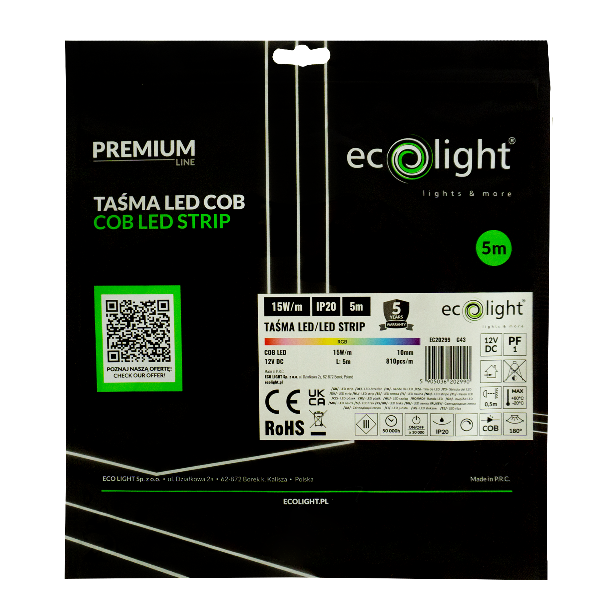 Taśma LED COB 810 15w/m RGB 12v ip20/5m/p 9 Taśma LED COB 810 15w/m RGB 12v ip20/5m/p - obrazek 9