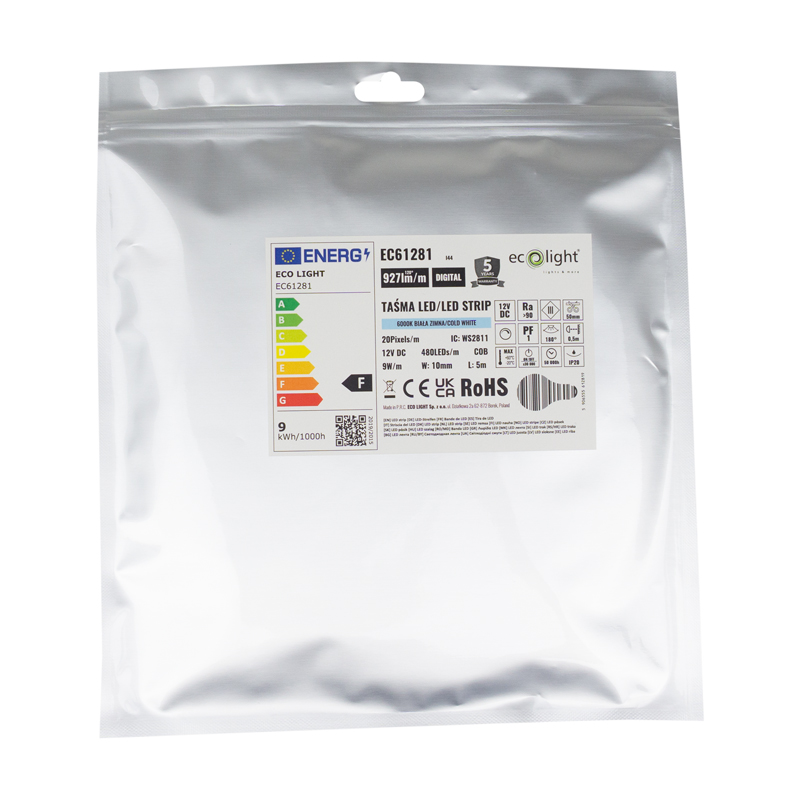 Taśma LED COB digital 12v 480 9w/m 6000k 927lm/m 5m 4 Taśma LED COB digital 12v 480 9w/m 6000k 927lm/m 5m - obrazek 4